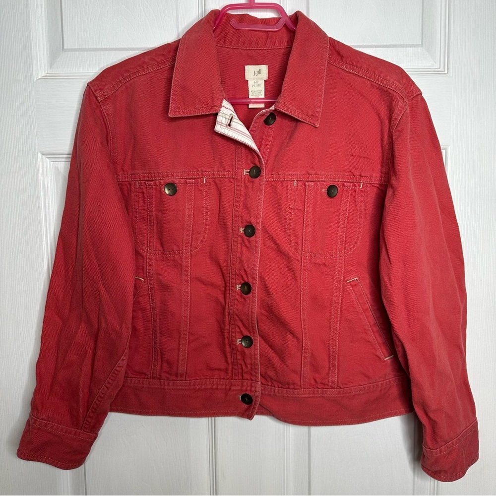 J. Jill Jean Jacket Pinkish-Red Petite Size Medium